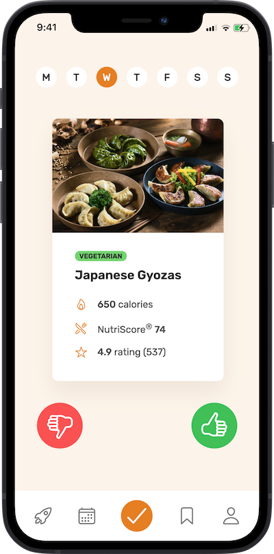 Phone app meal approval screen